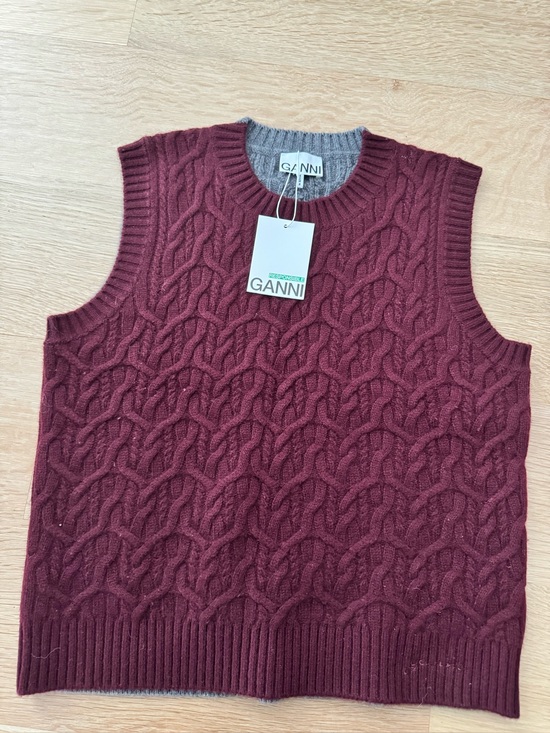 Ganni Sweaters - (NWT) Ganni Wool Cashmere Cable Vest in Port Royale - Large